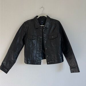 GAP Women's Dark Genuine Leather Jacket
